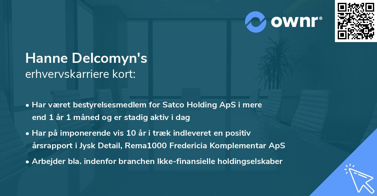 Hanne Delcomyn's erhvervskarriere kort