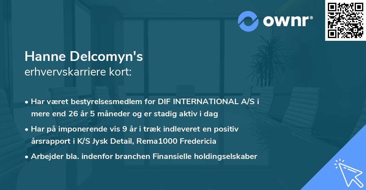 Hanne Delcomyn's erhvervskarriere kort