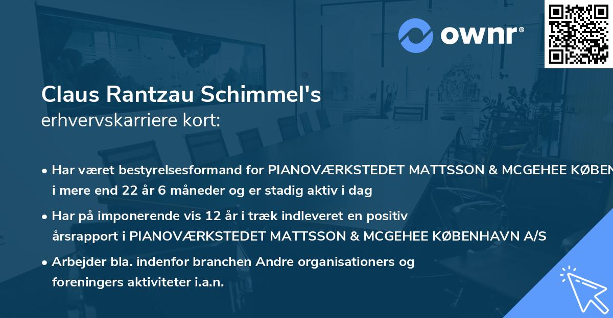 Claus Rantzau Schimmel's erhvervskarriere kort