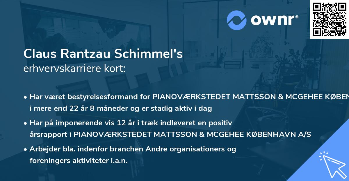 Claus Rantzau Schimmel's erhvervskarriere kort