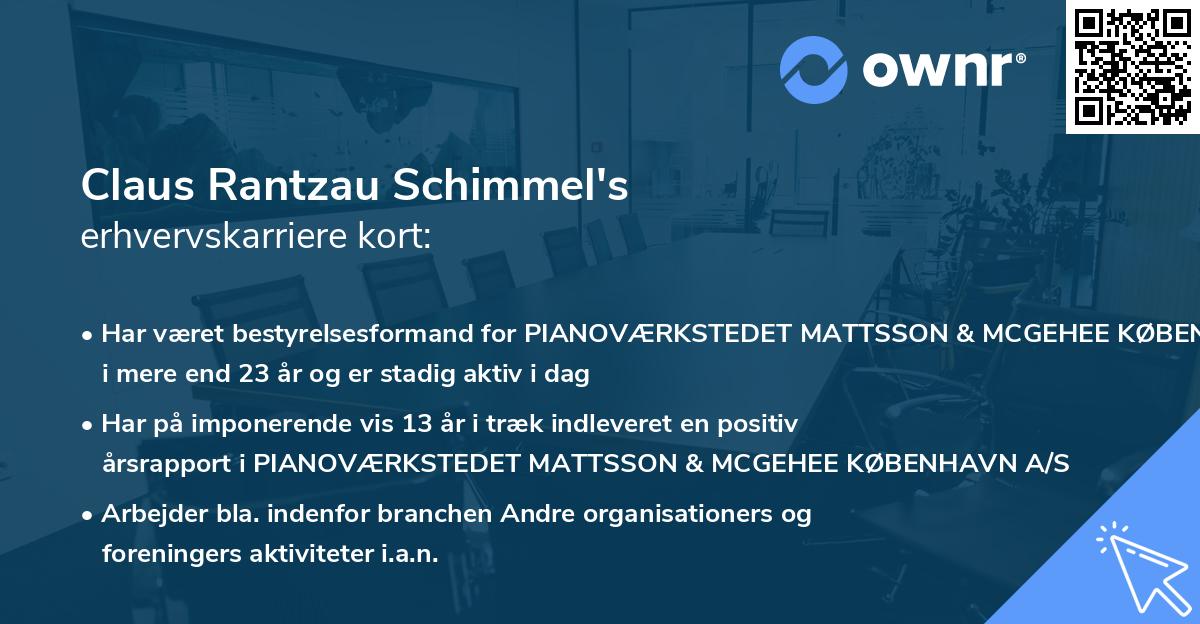 Claus Rantzau Schimmel's erhvervskarriere kort