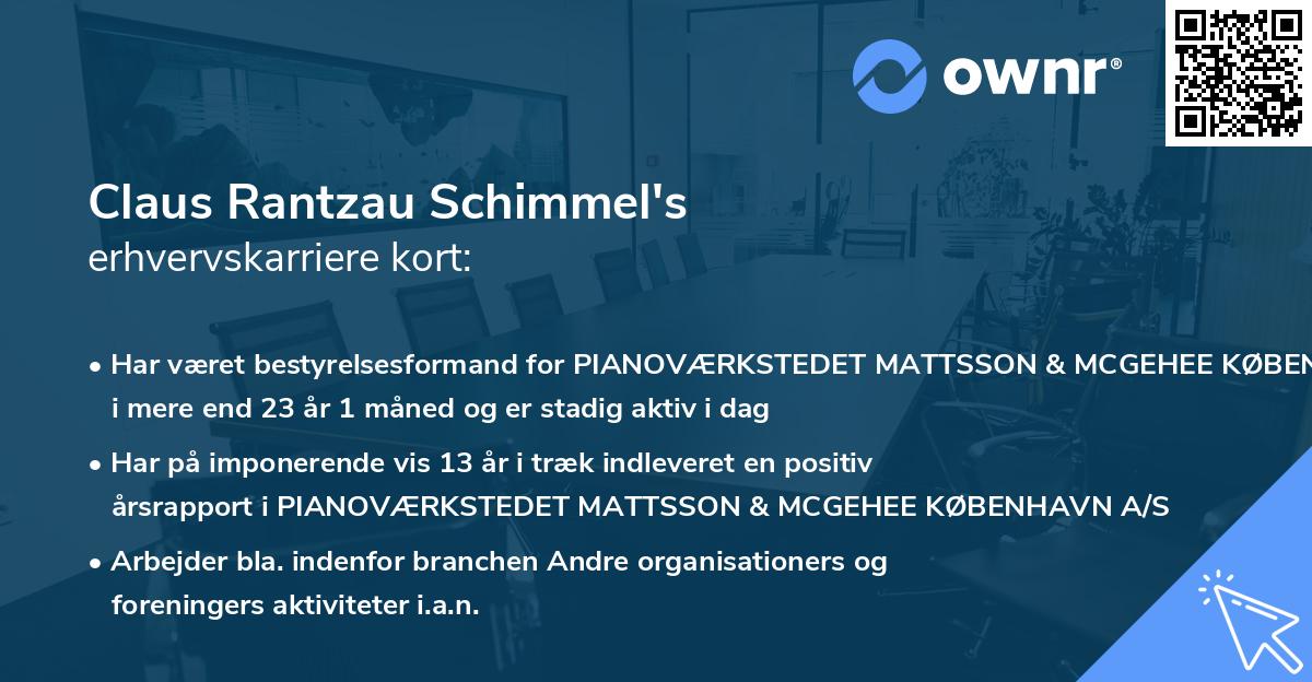 Claus Rantzau Schimmel's erhvervskarriere kort
