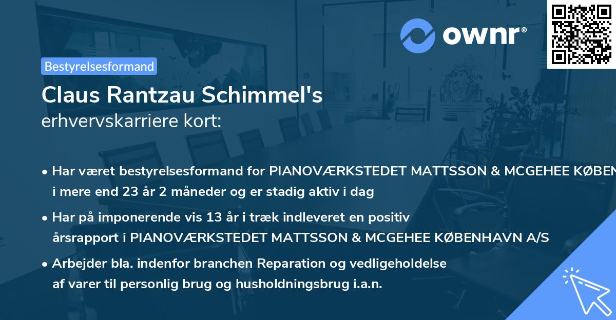 Claus Rantzau Schimmel's erhvervskarriere kort