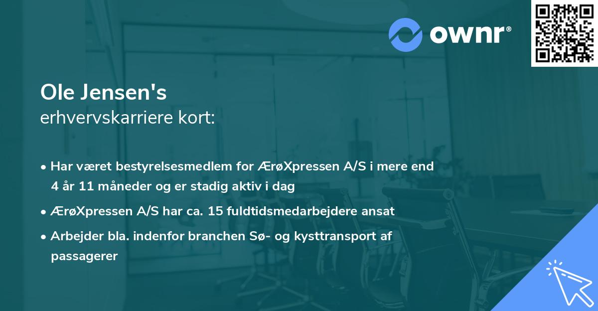 Ole Jensen's erhvervskarriere kort