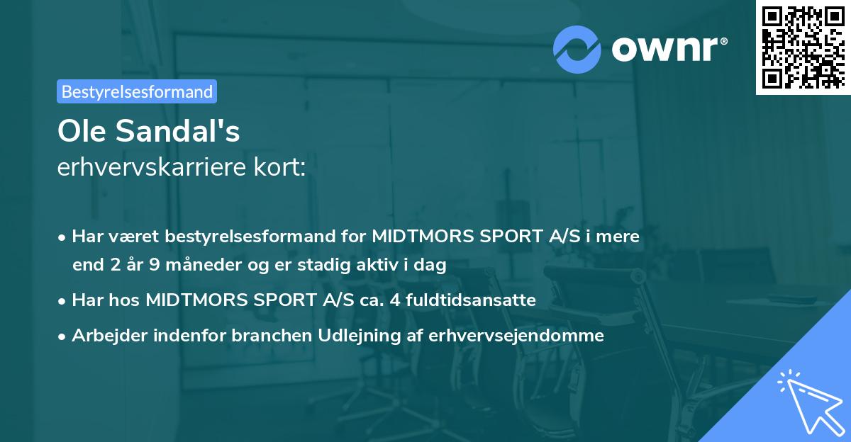 Ole Sandal's erhvervskarriere kort