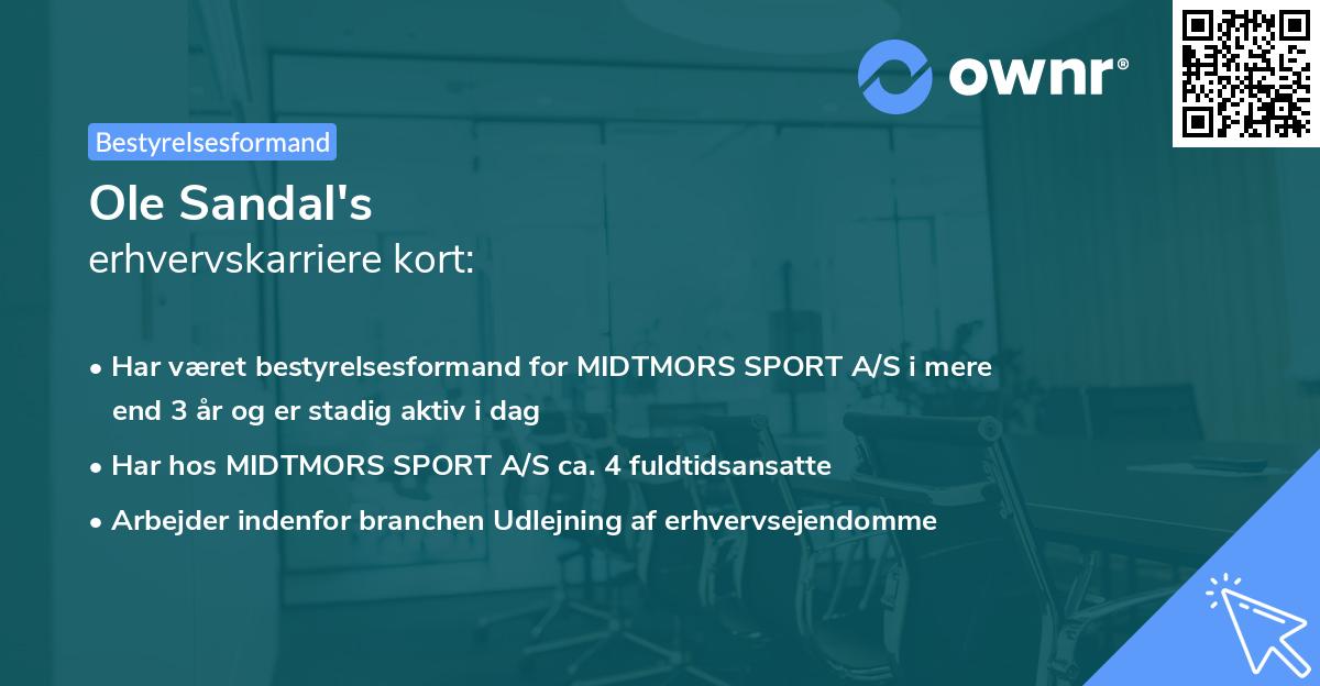 Ole Sandal's erhvervskarriere kort