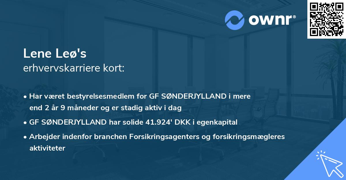 Lene Leø's erhvervskarriere kort