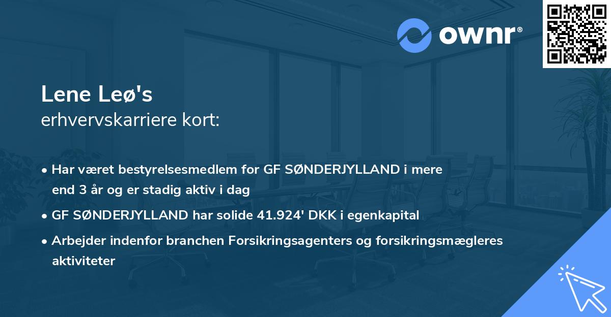 Lene Leø's erhvervskarriere kort