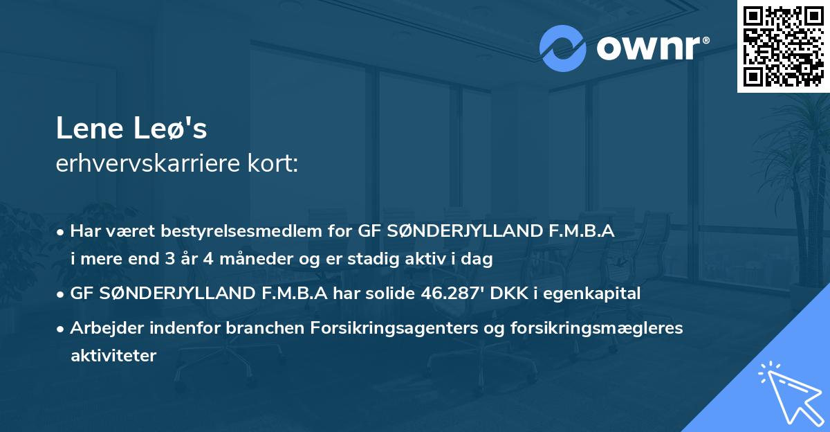 Lene Leø's erhvervskarriere kort