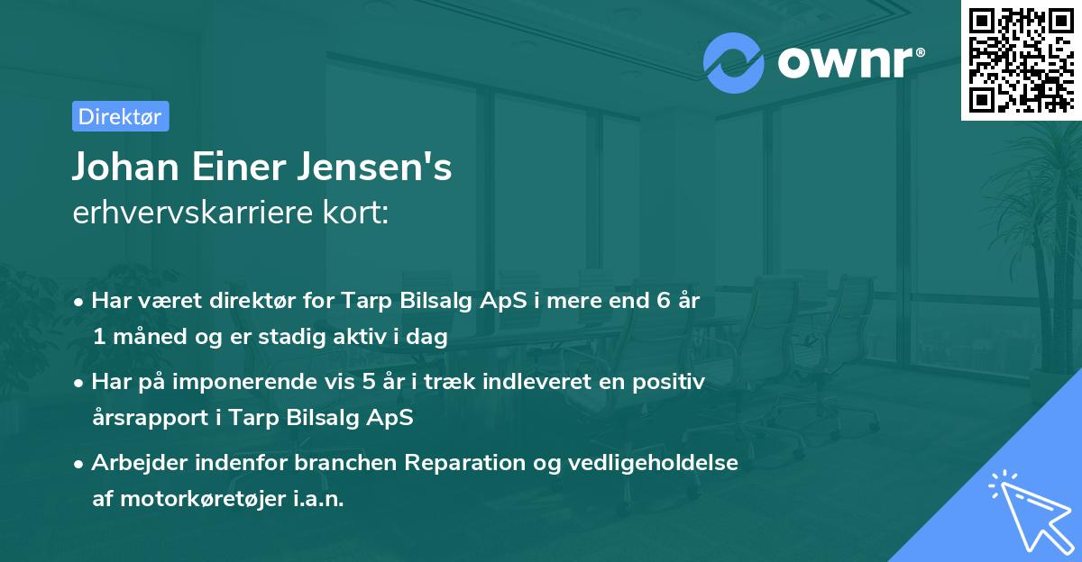 Johan Einer Jensen's erhvervskarriere kort