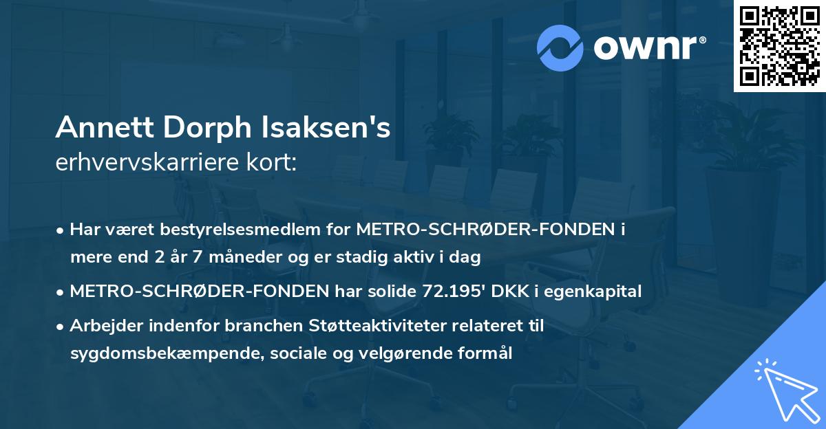 Annett Dorph Isaksen's erhvervskarriere kort