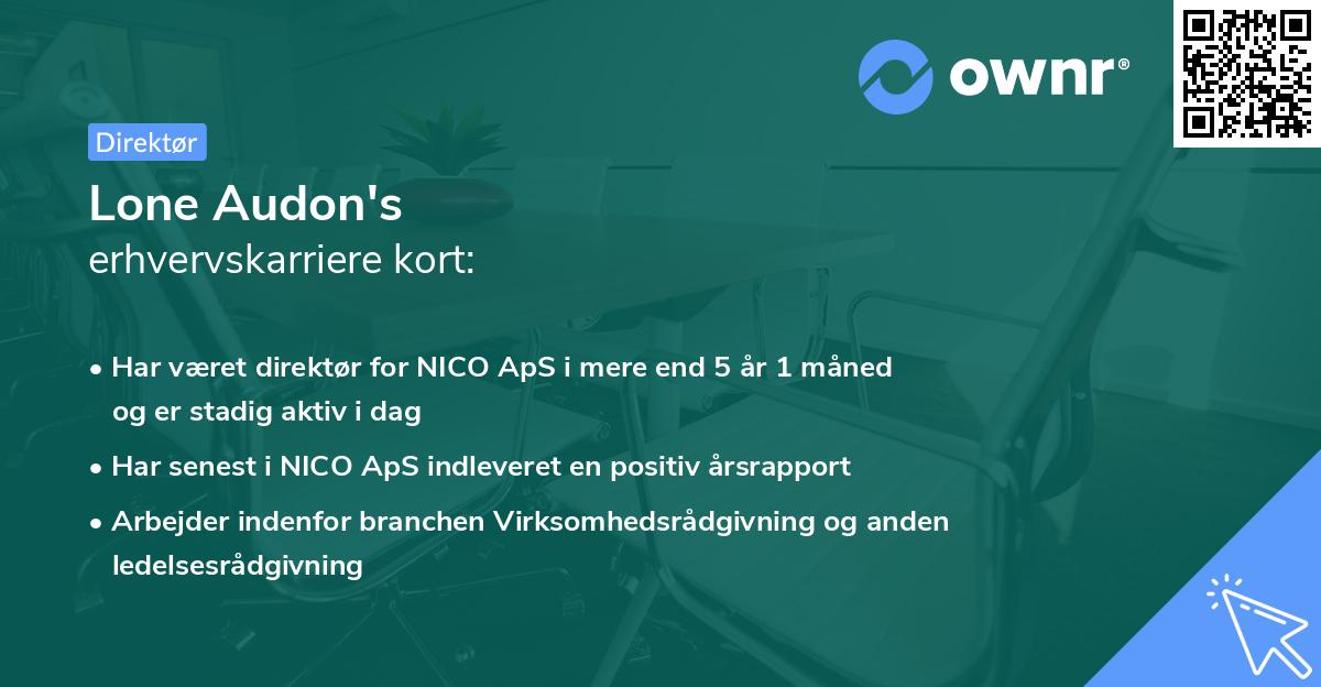Lone Audon's erhvervskarriere kort