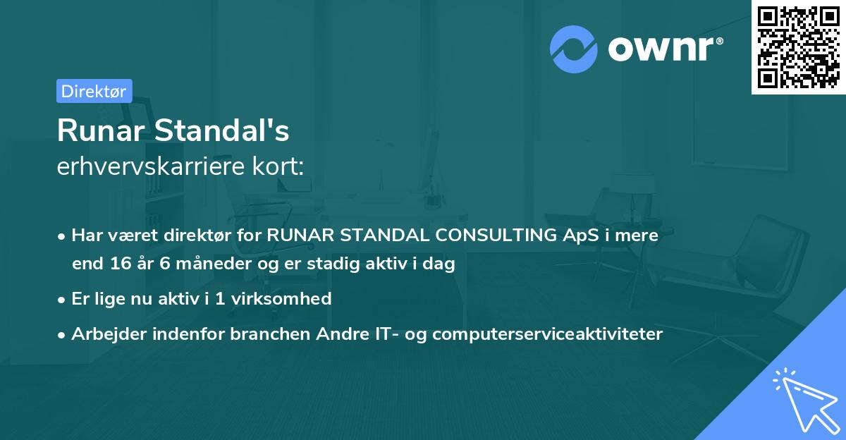 Runar Standal's erhvervskarriere kort