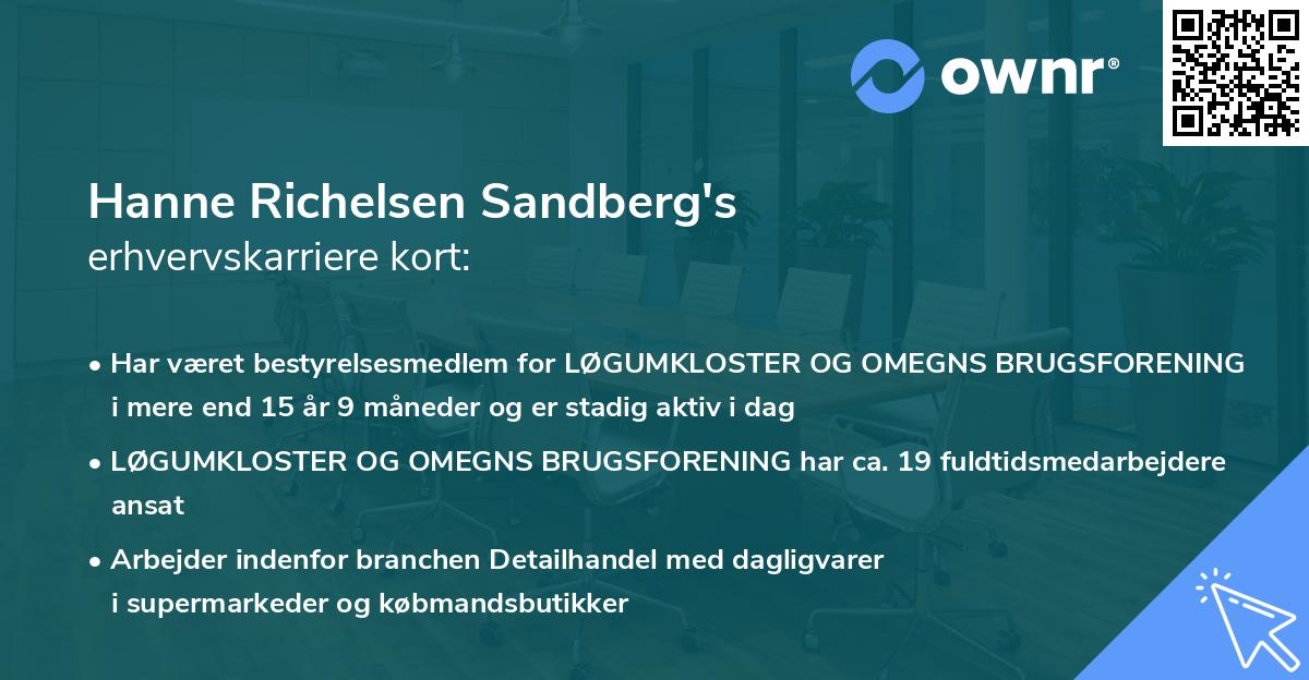 Hanne Richelsen Sandberg's erhvervskarriere kort