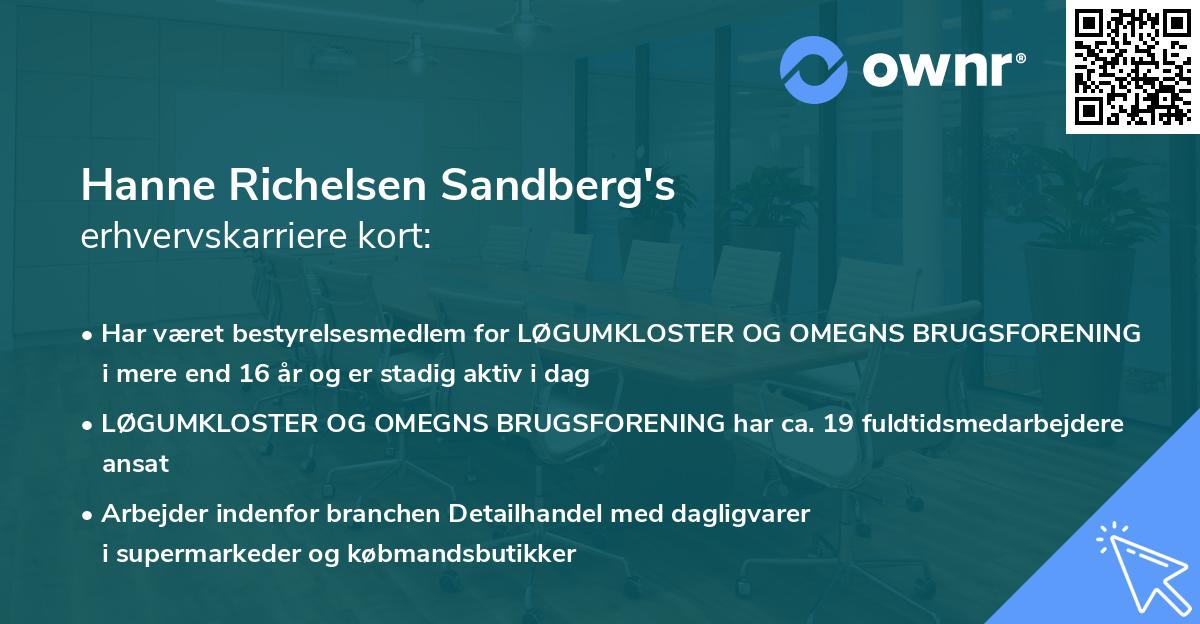 Hanne Richelsen Sandberg's erhvervskarriere kort