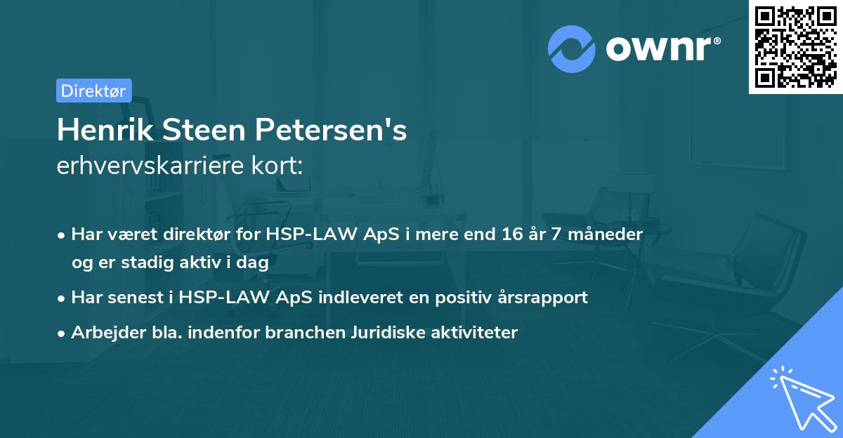Henrik Steen Petersen's erhvervskarriere kort