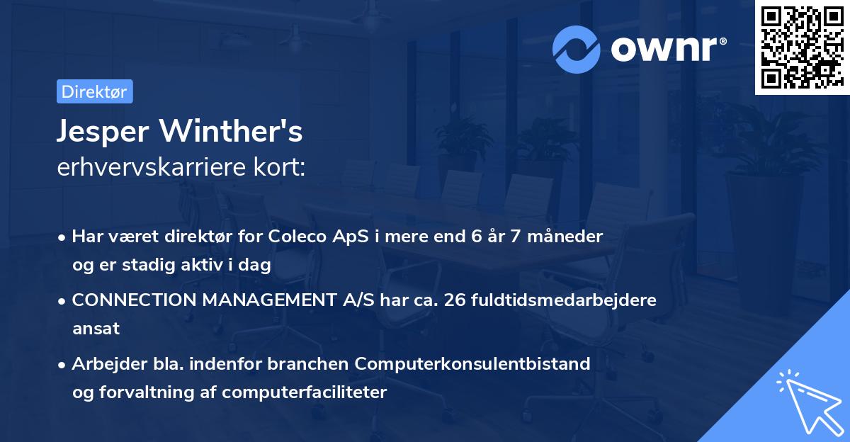 Jesper Winther's erhvervskarriere kort