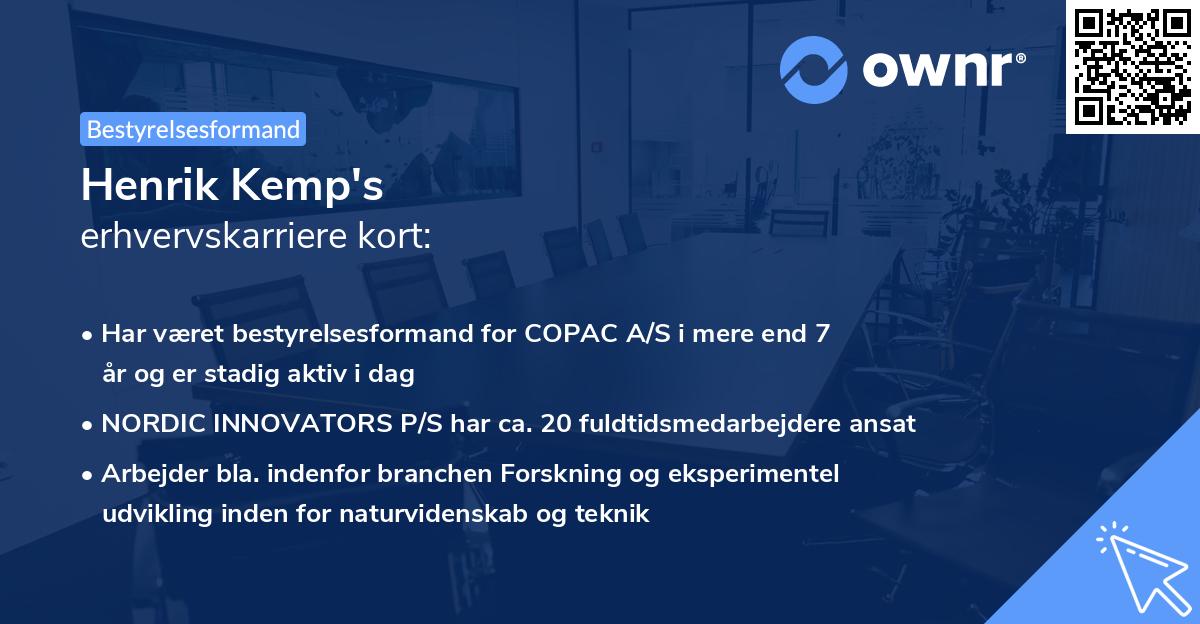 Henrik Kemp's erhvervskarriere kort
