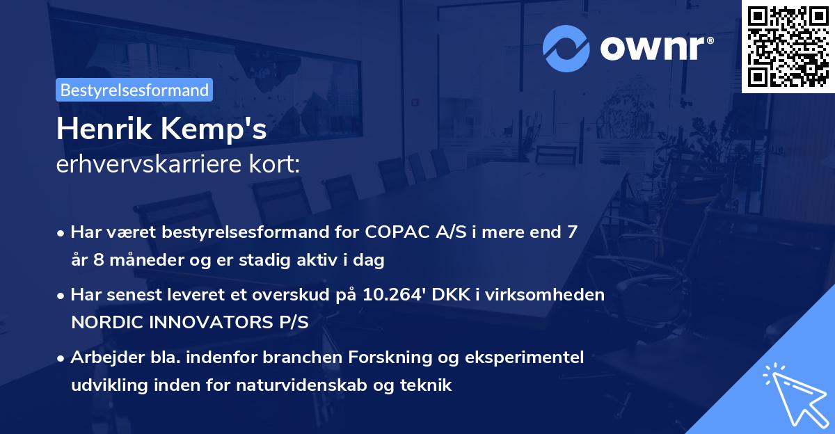 Henrik Kemp's erhvervskarriere kort