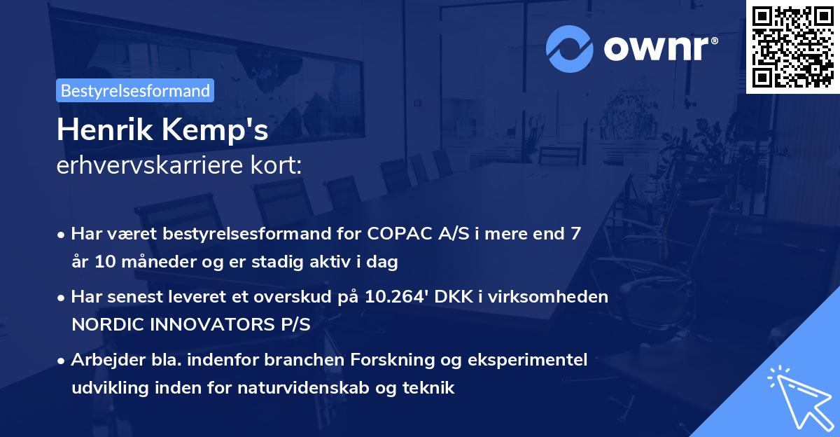 Henrik Kemp's erhvervskarriere kort