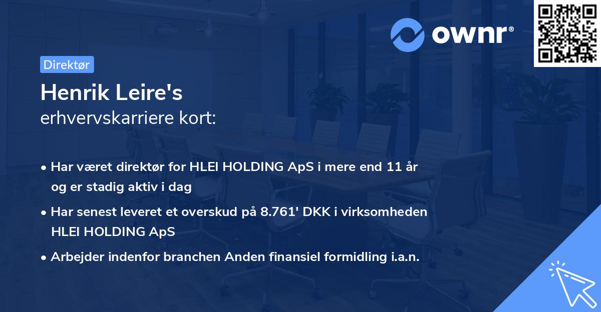 Henrik Leire's erhvervskarriere kort