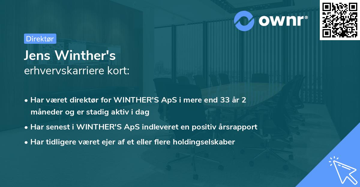 Jens Winther's erhvervskarriere kort