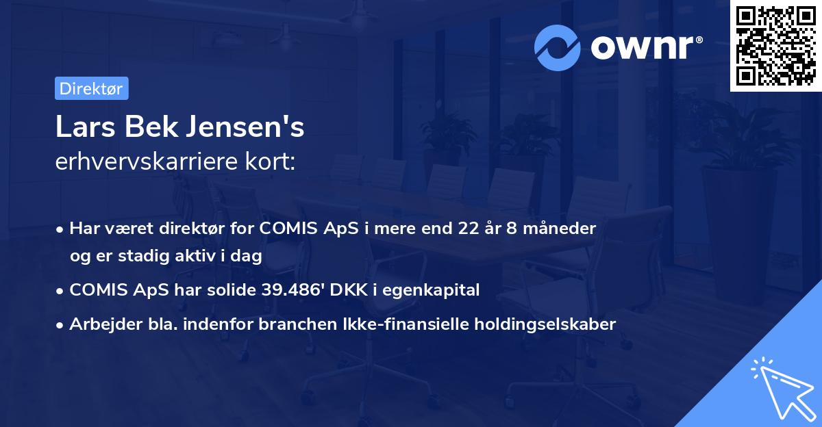 Lars Bek Jensen's erhvervskarriere kort