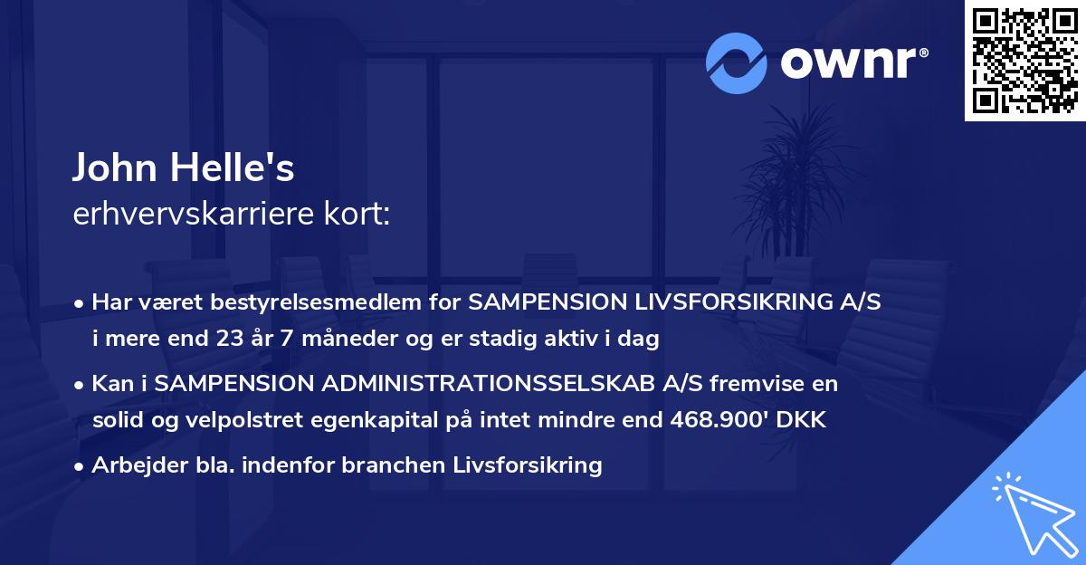 John Helle's erhvervskarriere kort