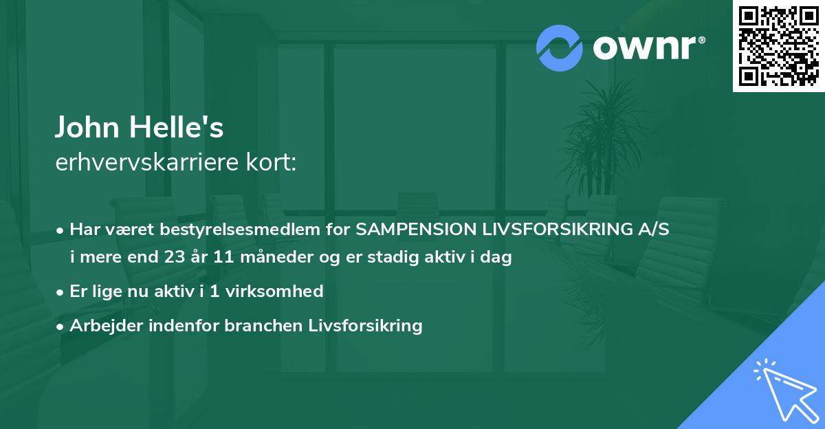 John Helle's erhvervskarriere kort
