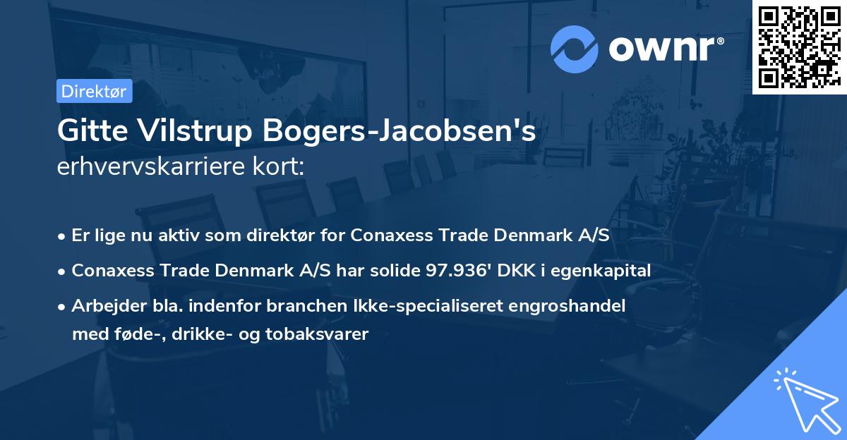 Gitte Vilstrup Bogers-Jacobsen's erhvervskarriere kort