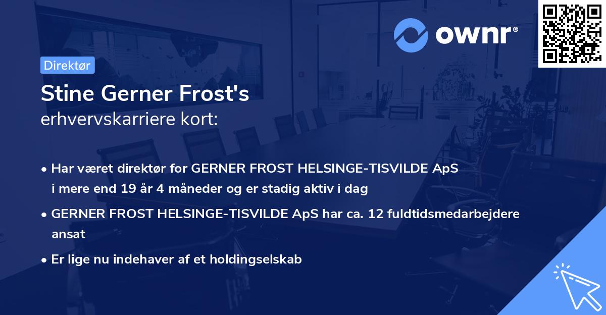 Stine Gerner Frost's erhvervskarriere kort