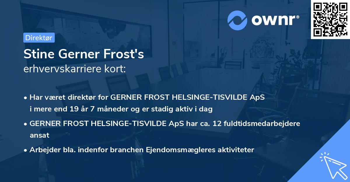 Stine Gerner Frost's erhvervskarriere kort