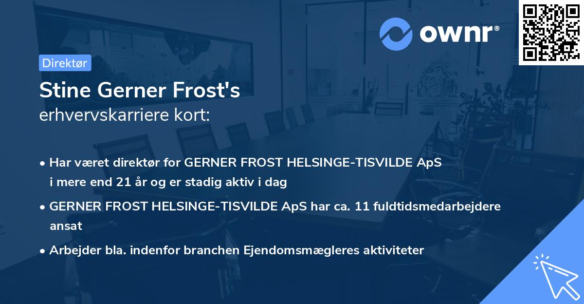 Stine Gerner Frost's erhvervskarriere kort