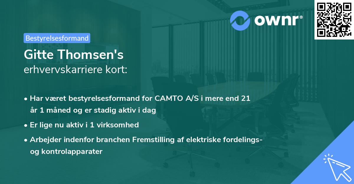 Gitte Thomsen's erhvervskarriere kort