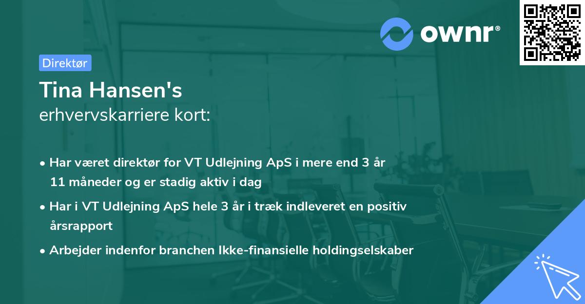 Tina Hansen's erhvervskarriere kort