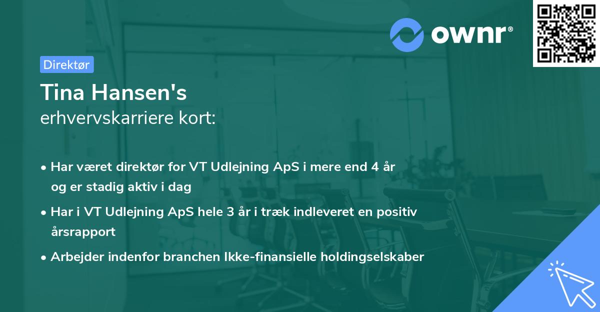 Tina Hansen's erhvervskarriere kort