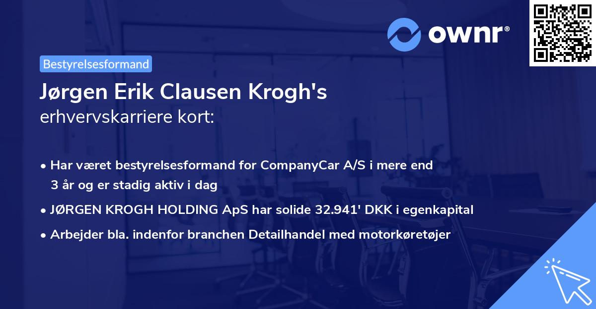 Jørgen Erik Clausen Krogh's erhvervskarriere kort
