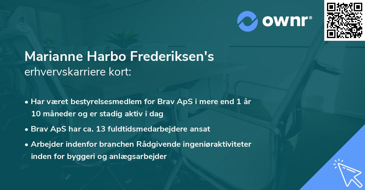 Marianne Harbo Frederiksen's erhvervskarriere kort