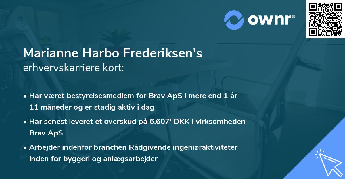 Marianne Harbo Frederiksen's erhvervskarriere kort