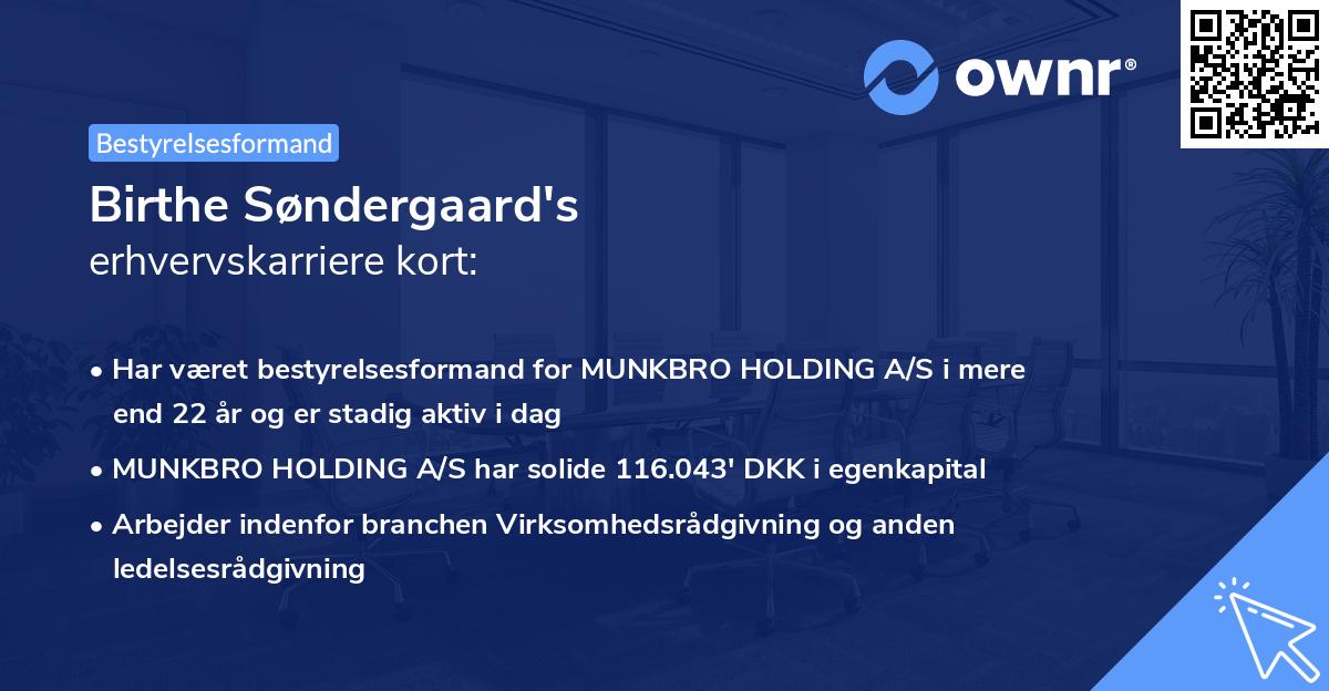 Birthe Søndergaard's erhvervskarriere kort