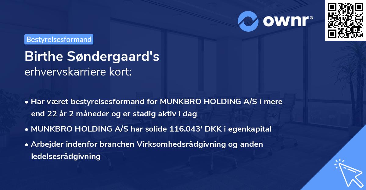 Birthe Søndergaard's erhvervskarriere kort