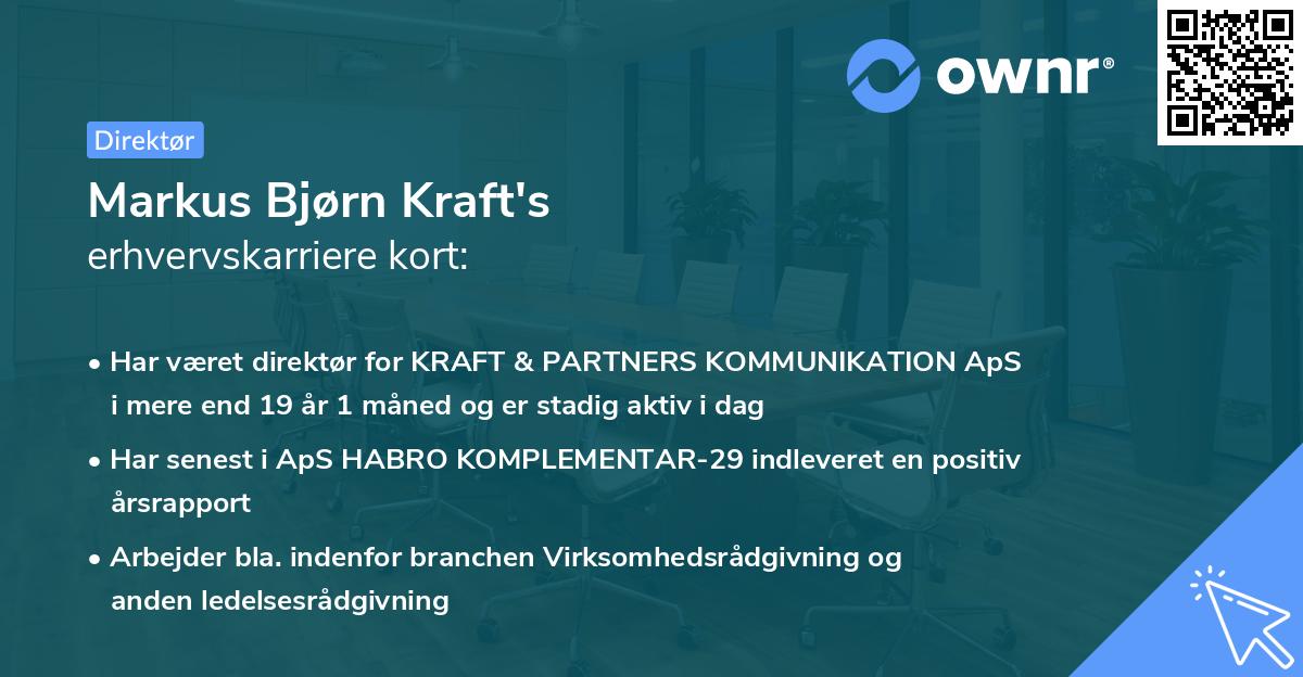 Markus Bjørn Kraft's erhvervskarriere kort