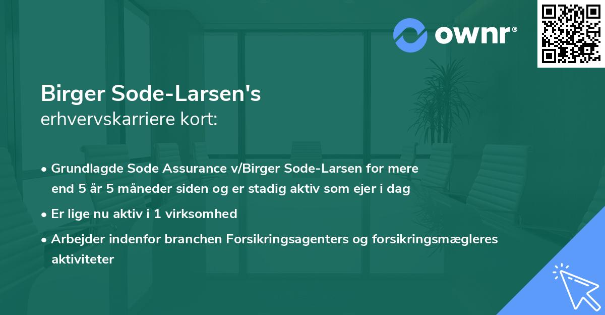 Birger Sode-Larsen's erhvervskarriere kort