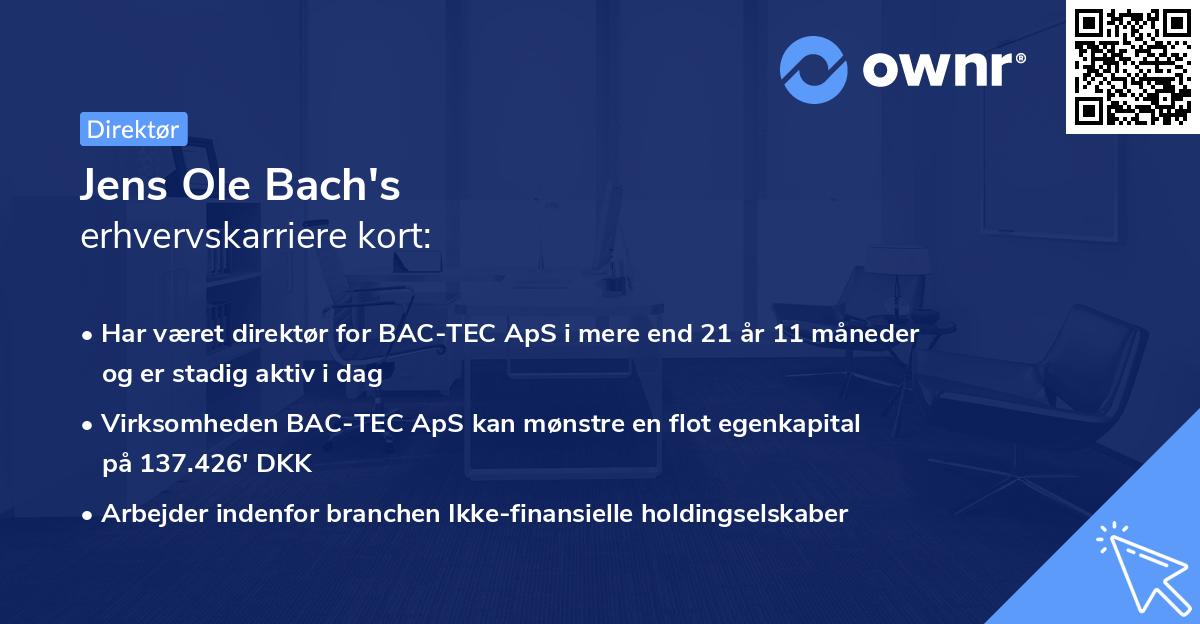 Jens Ole Bach's erhvervskarriere kort