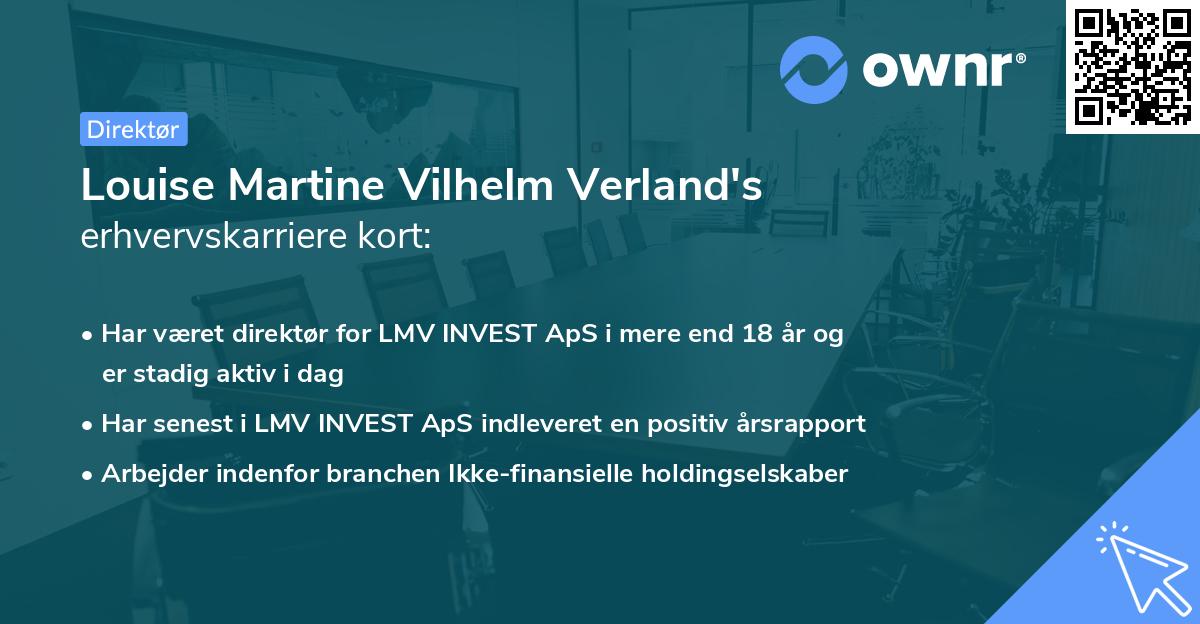 Louise Martine Vilhelm Verland's erhvervskarriere kort