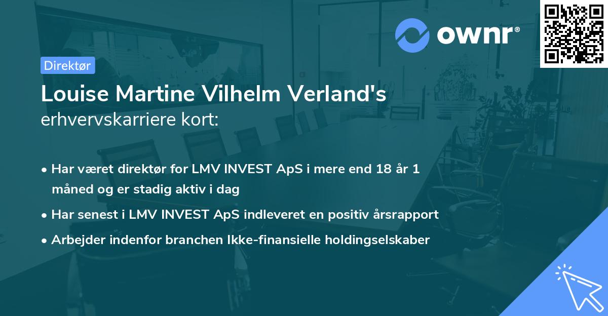 Louise Martine Vilhelm Verland's erhvervskarriere kort