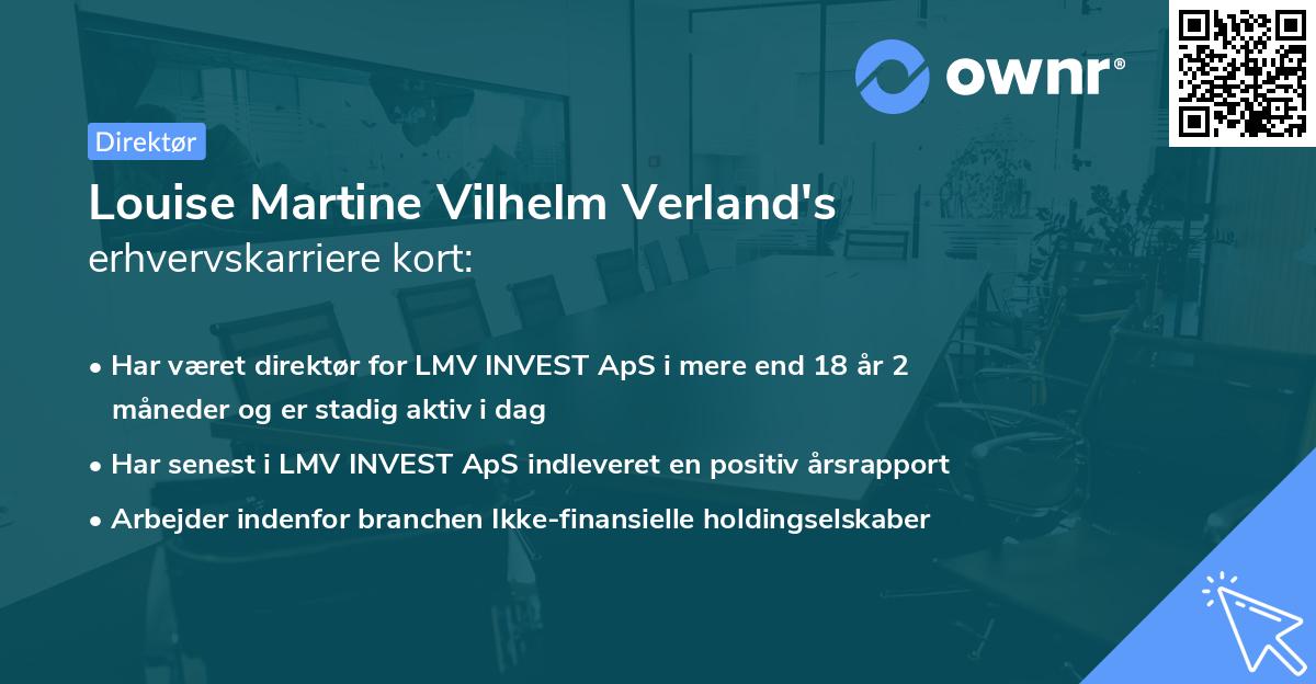 Louise Martine Vilhelm Verland's erhvervskarriere kort