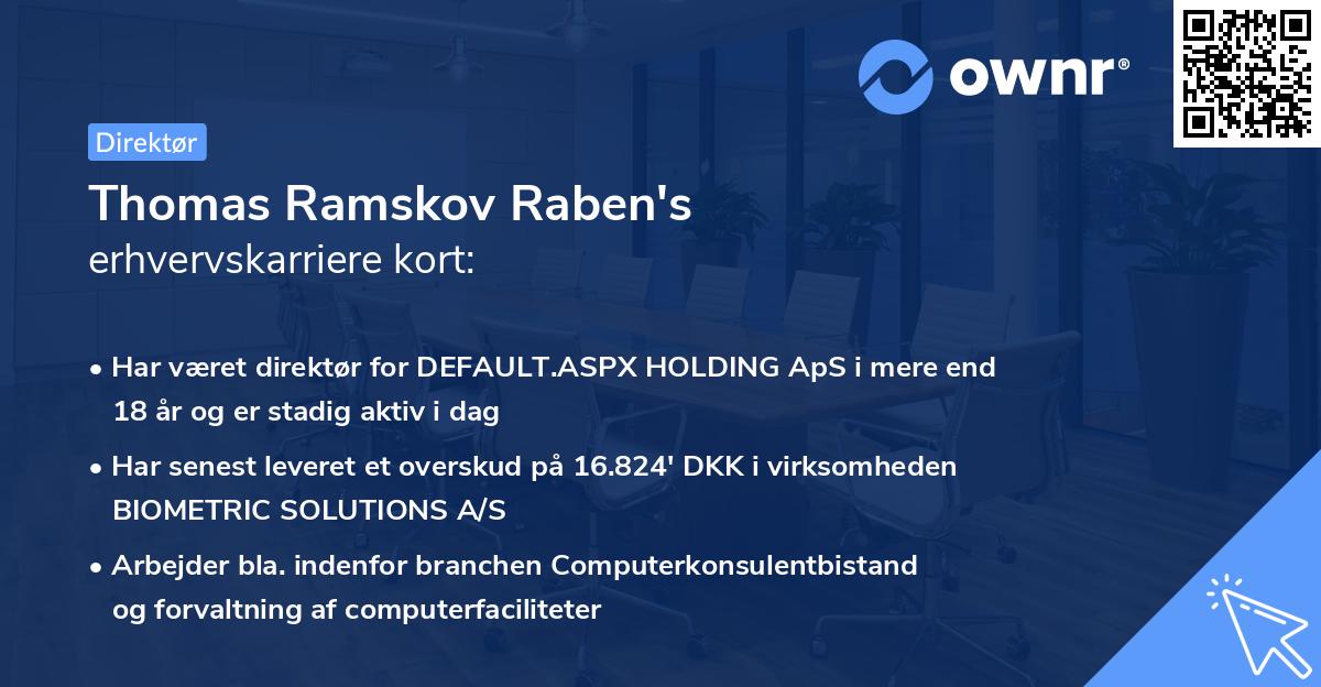 Thomas Ramskov Raben's erhvervskarriere kort