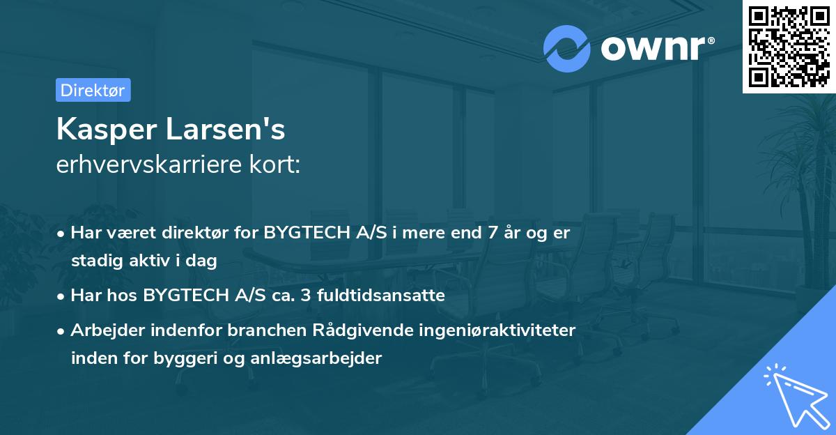 Kasper Larsen's erhvervskarriere kort