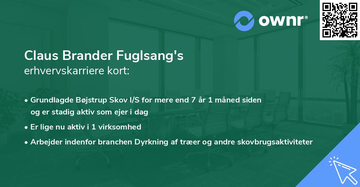 Claus Brander Fuglsang's erhvervskarriere kort